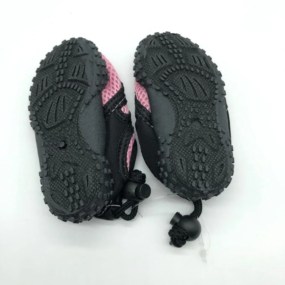 Easy USA Toddler Girls Water Shoes Slip On Mesh Fabric Drawstring Pink Black 5